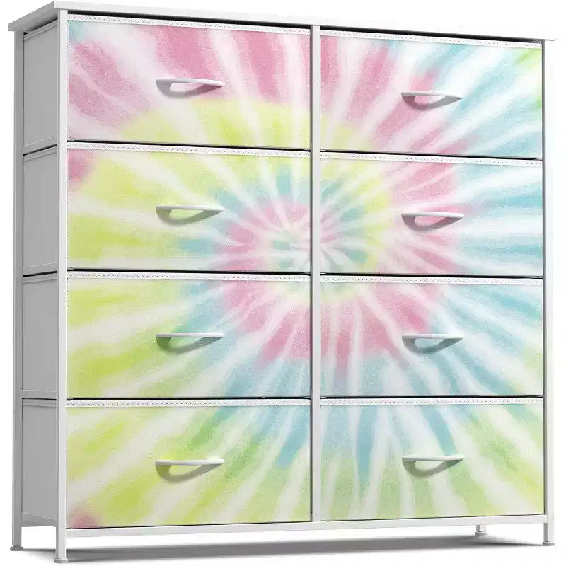8-Drawer Dresser Storage Unit with Steel Frame, Wood Top, Fabric Bins - for Bedroom, Closet, Office and More