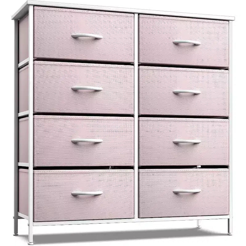8-Drawer Dresser Storage Unit with Steel Frame, Wood Top, Fabric Bins - for Bedroom, Closet, Office and More