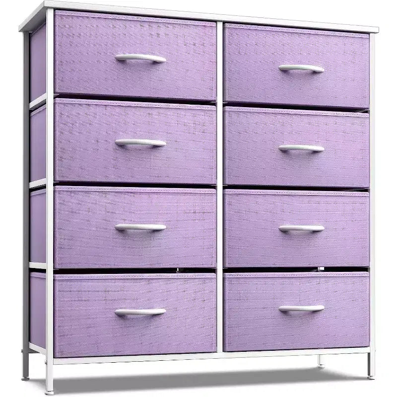 8-Drawer Dresser Storage Unit with Steel Frame, Wood Top, Fabric Bins - for Bedroom, Closet, Office and More