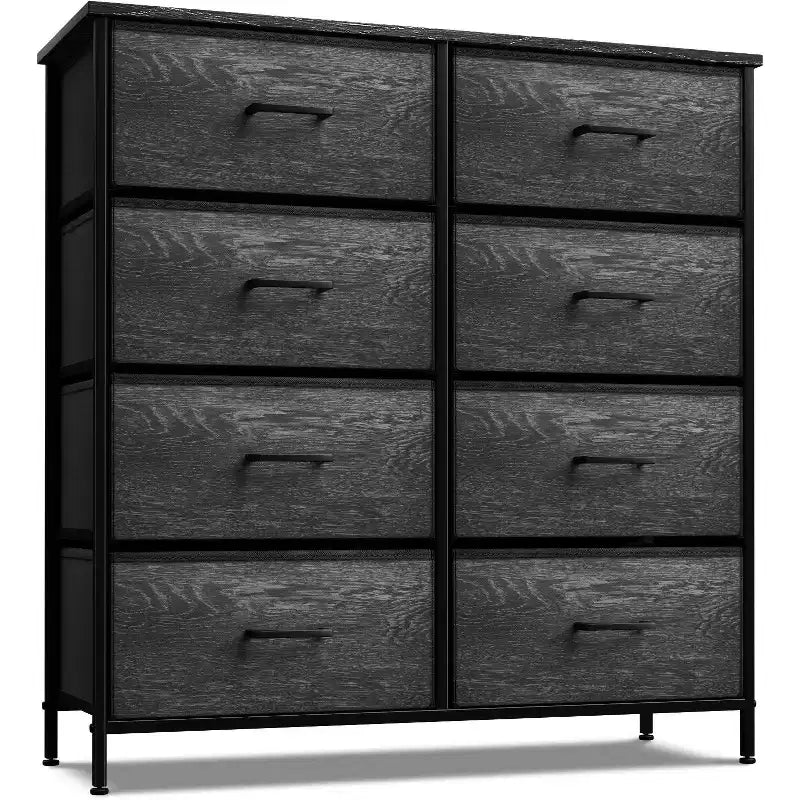 8-Drawer Dresser Storage Unit with Steel Frame, Wood Top, Fabric Bins - for Bedroom, Closet, Office and More