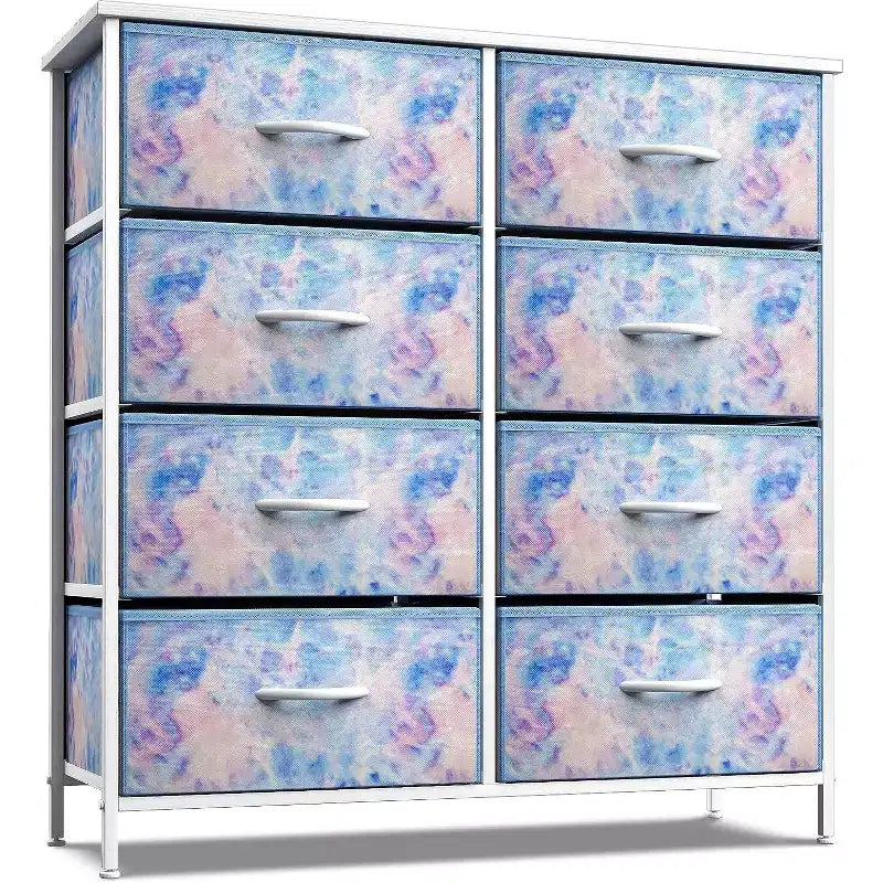 8-Drawer Dresser Storage Unit with Steel Frame, Wood Top, Fabric Bins - for Bedroom, Closet, Office and More