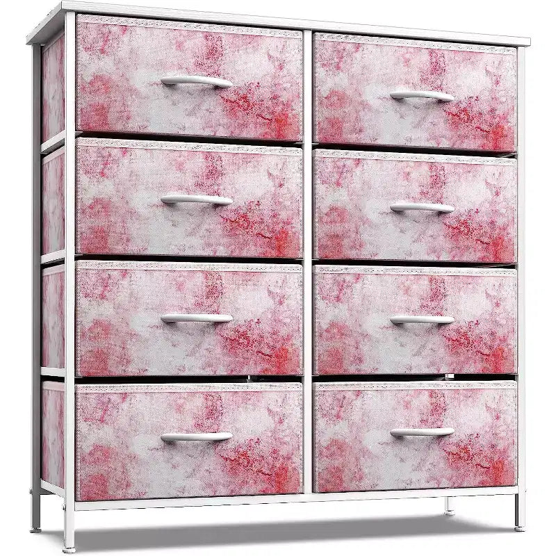8-Drawer Dresser Storage Unit with Steel Frame, Wood Top, Fabric Bins - for Bedroom, Closet, Office and More