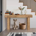 Console rustique en chêne de 160 cm, table d'entrée étroite de style ferme avec étagère ouverte pour salon, couloir, derrière le canapé