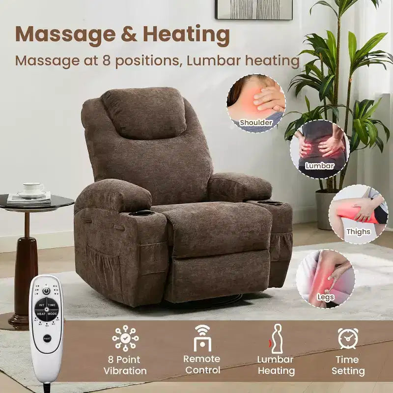 Recliner Chair, 360 Swivel Rocker Recliner Chair for Adults, for Living Room, Bedroom, Home