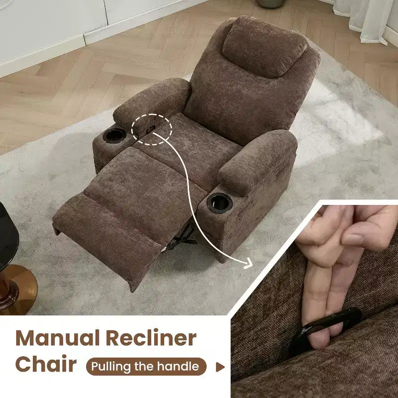 Recliner Chair, 360 Swivel Rocker Recliner Chair for Adults, for Living Room, Bedroom, Home