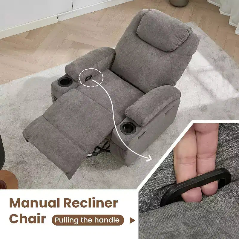Recliner Chair, 360 Swivel Rocker Recliner Chair for Adults, for Living Room, Bedroom, Home