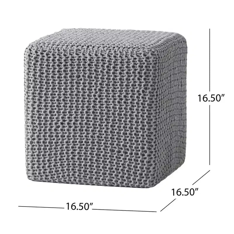 Knitted Footstool, Square Upholstered Footstool, Small furniture, Suitable For Living Room and Bedroom, No Assembly Required.