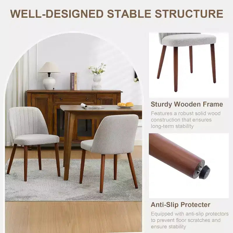 Wooden Dining Chairs, Modern Fabric Side Dinner Chair, Upholstered, for Kitchen, Dining Room, Restaurant
