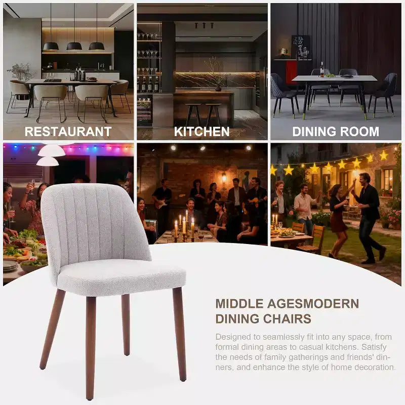 Wooden Dining Chairs, Modern Fabric Side Dinner Chair, Upholstered, for Kitchen, Dining Room, Restaurant