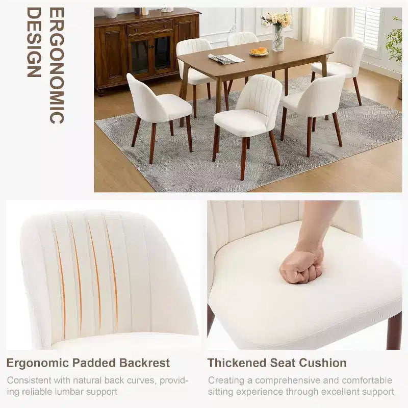 Wooden Dining Chairs, Modern Fabric Side Dinner Chair, Upholstered, for Kitchen, Dining Room, Restaurant