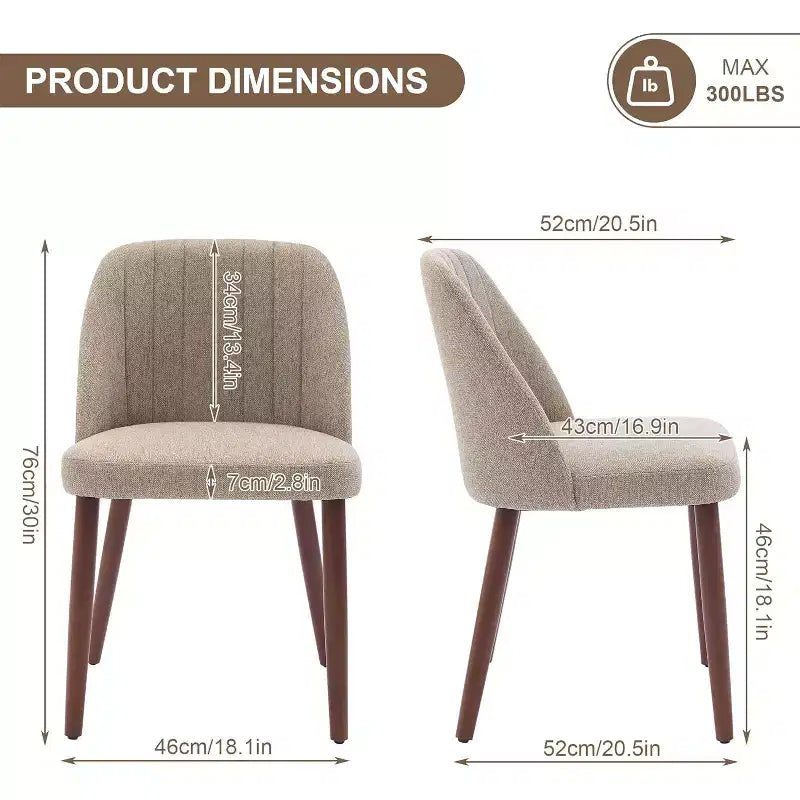 Wooden Dining Chairs, Modern Fabric Side Dinner Chair, Upholstered, for Kitchen, Dining Room, Restaurant