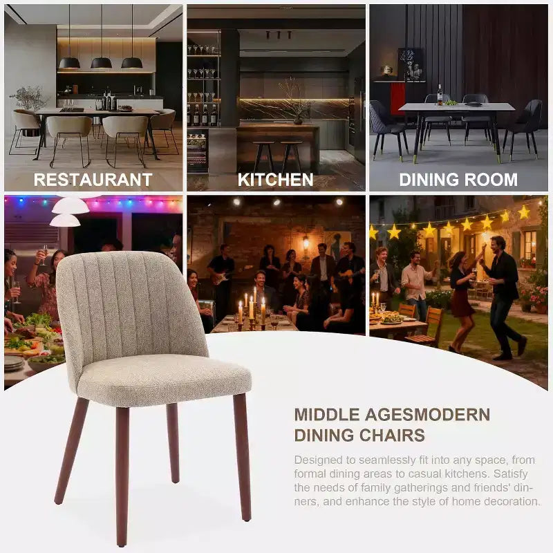 Wooden Dining Chairs, Modern Fabric Side Dinner Chair, Upholstered, for Kitchen, Dining Room, Restaurant