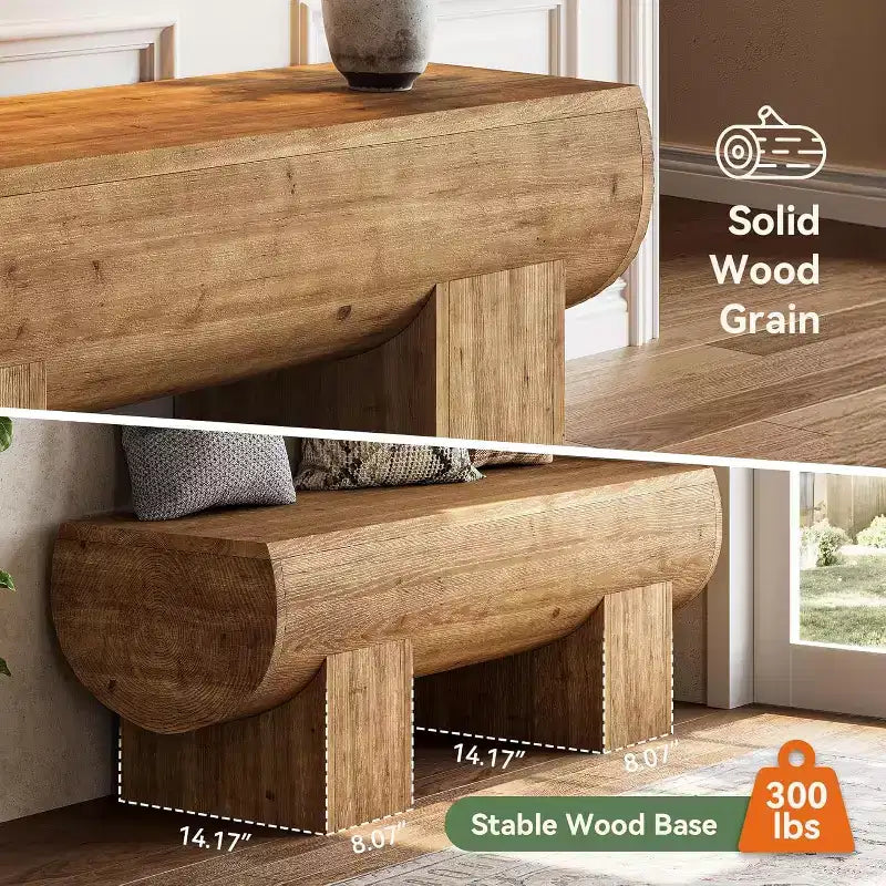 Solid Wood 47" Entryway Bench, Farmhouse End of Bed Bench, Entry Bench Seat for Bedroom, Living Room, Hallway