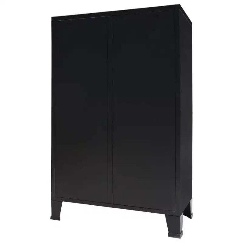 Wardrobe, Black Sheet Metal, Medium with Adjustable Shelves