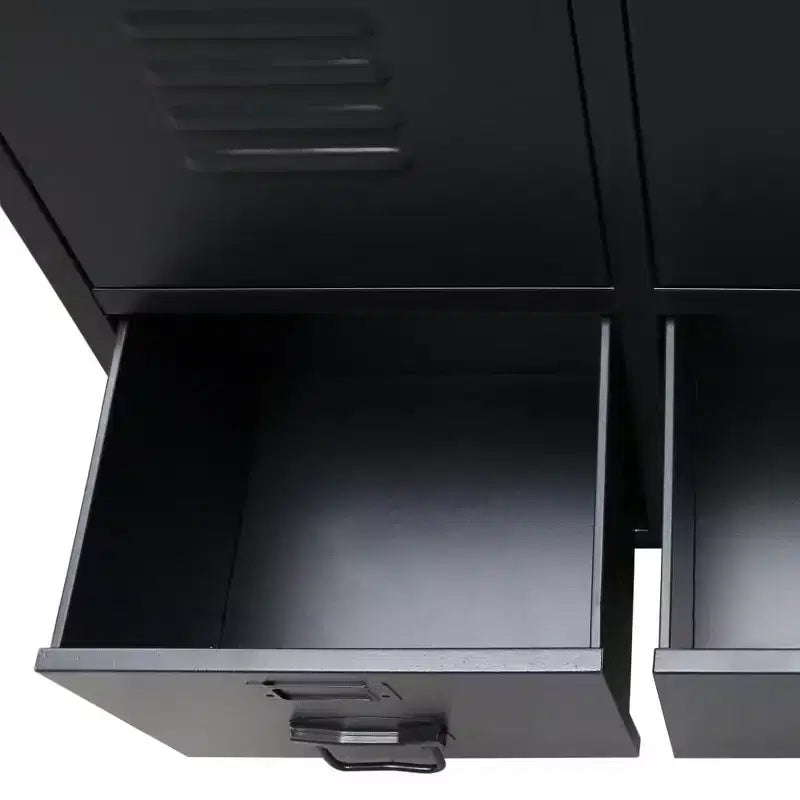 Wardrobe, Black Sheet Metal, Medium with Adjustable Shelves