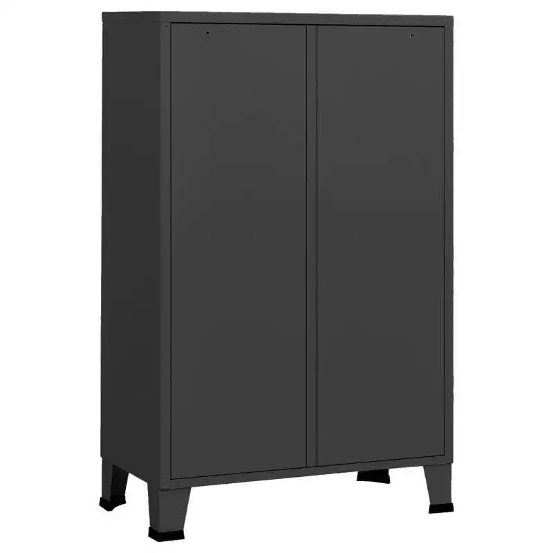Wardrobe, Black Sheet Metal, Medium with Adjustable Shelves