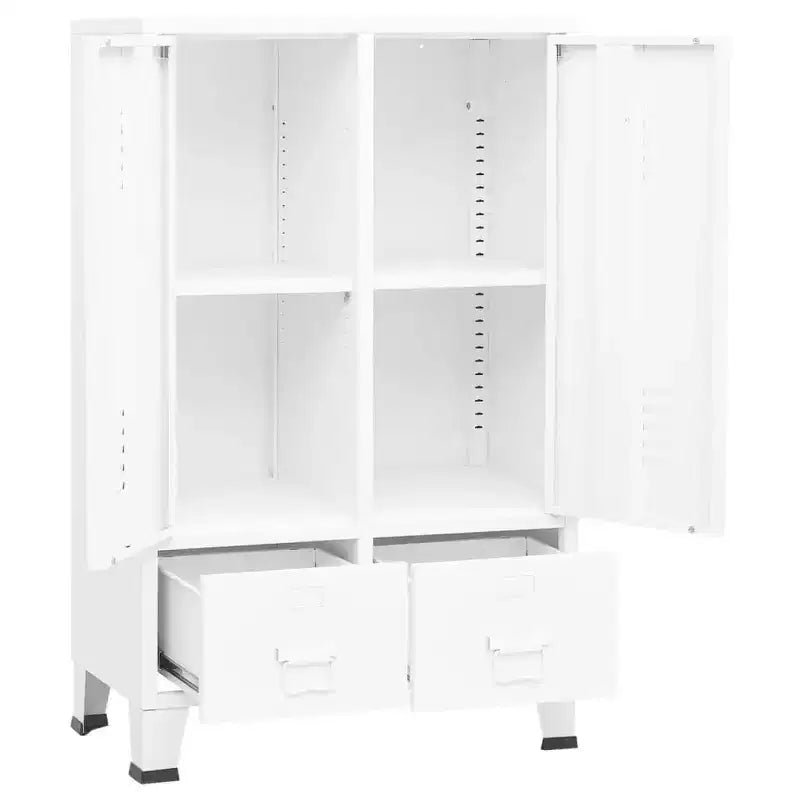 Wardrobe, Black Sheet Metal, Medium with Adjustable Shelves