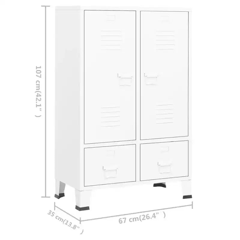 Wardrobe, Black Sheet Metal, Medium with Adjustable Shelves
