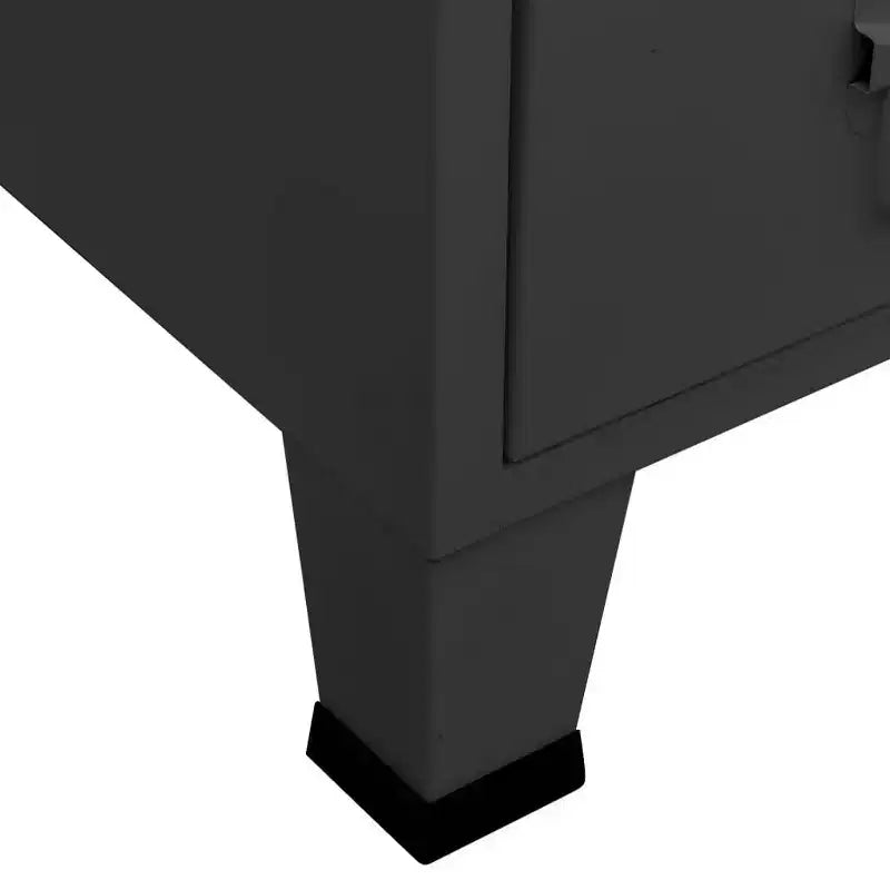 Wardrobe, Black Sheet Metal, Medium with Adjustable Shelves