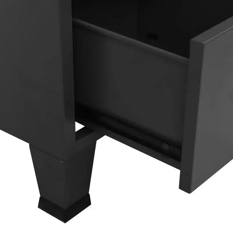 Wardrobe, Black Sheet Metal, Medium with Adjustable Shelves