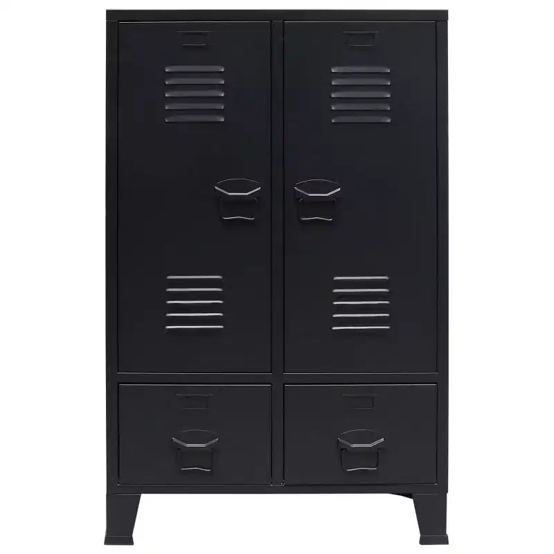 Wardrobe, Black Sheet Metal, Medium with Adjustable Shelves