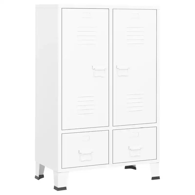 Wardrobe, Black Sheet Metal, Medium with Adjustable Shelves