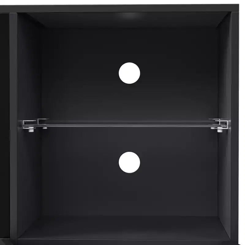 Modern TV Stand with LED Lights for 75 inch TV, Media Console Table with Tempered Glass Shelves and Non-heating Fireplace