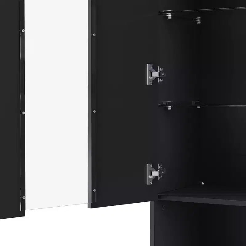 Modern TV Stand with LED Lights for 75 inch TV, Media Console Table with Tempered Glass Shelves and Non-heating Fireplace