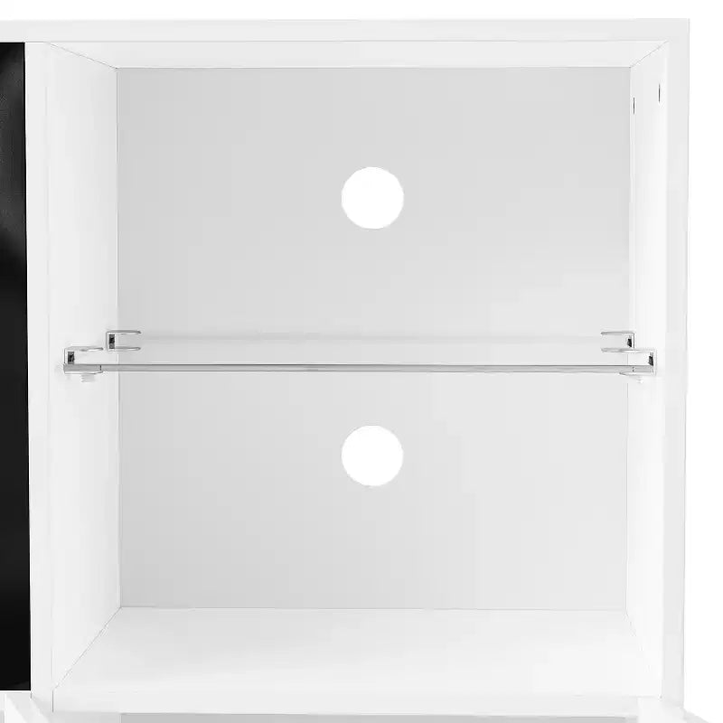 Modern TV Stand with LED Lights for 75 inch TV, Media Console Table with Tempered Glass Shelves and Non-heating Fireplace