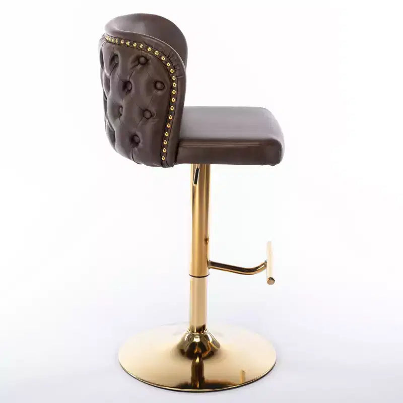 Swivel Counter Height Bar Stools Set of 2, PU Leather Bar Chairs with Tufted Back, Adjustable Height Dining Chairs for Kitchen, Home Bar
