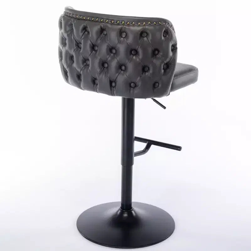 Swivel Counter Height Bar Stools Set of 2, PU Leather Bar Chairs with Tufted Back, Adjustable Height Dining Chairs for Kitchen, Home Bar