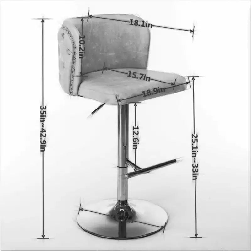 Swivel Counter Height Bar Stools Set of 2, PU Leather Bar Chairs with Tufted Back, Adjustable Height Dining Chairs for Kitchen, Home Bar