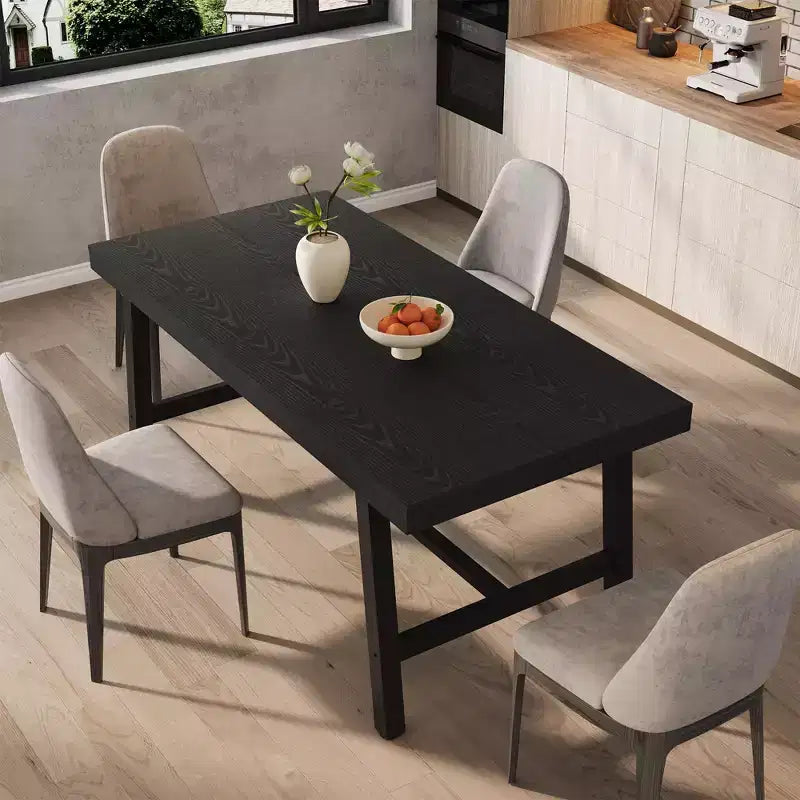 Industrial Dining Table with Metal Frame, Long Kitchen Table for Dining Room or Kitchen