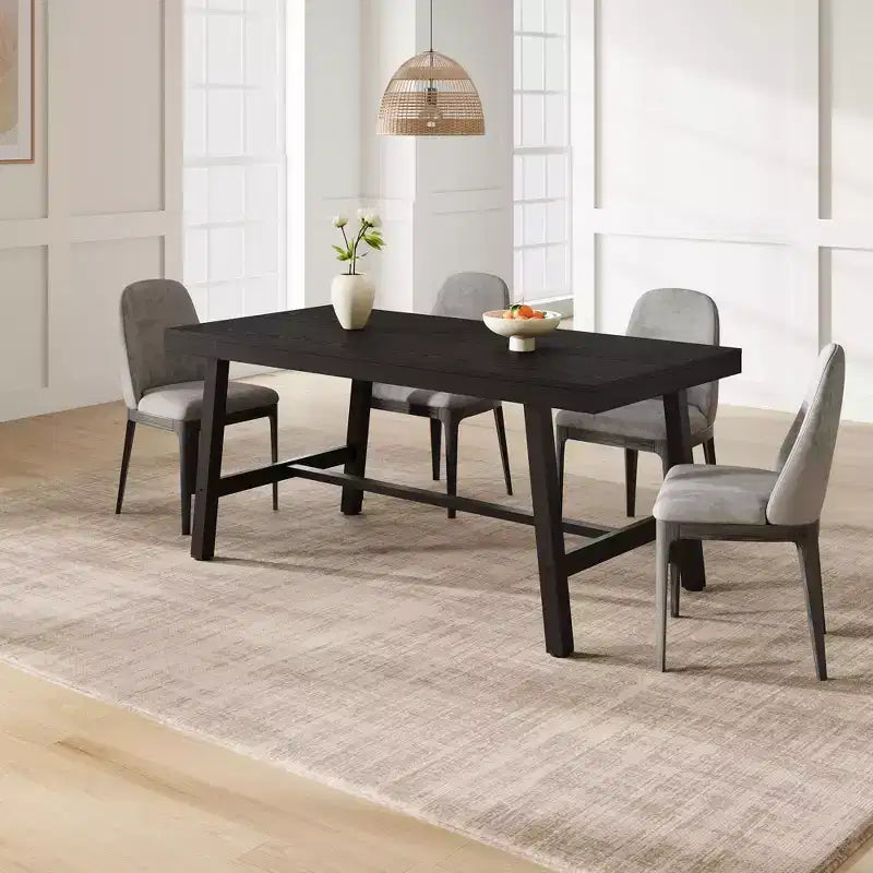 Industrial Dining Table with Metal Frame, Long Kitchen Table for Dining Room or Kitchen