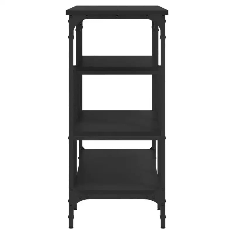 Console Table, Black Engineered Wood & Metal, Narrow with Adjustable Feet