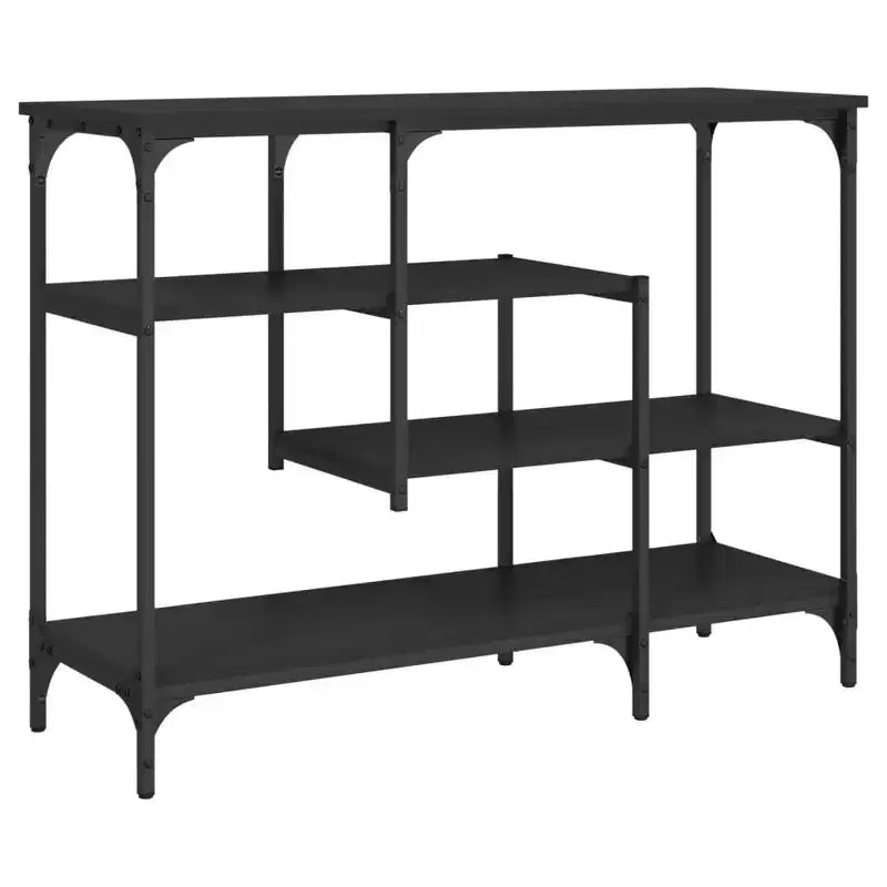 Console Table, Black Engineered Wood & Metal, Narrow with Adjustable Feet