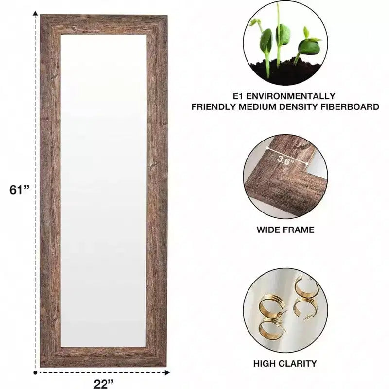 61x22 Farmhouse Full Length Mirror. Rustic Solid Wood Frame, Wall or Lean for Bedroom, Bathroom, Living Room