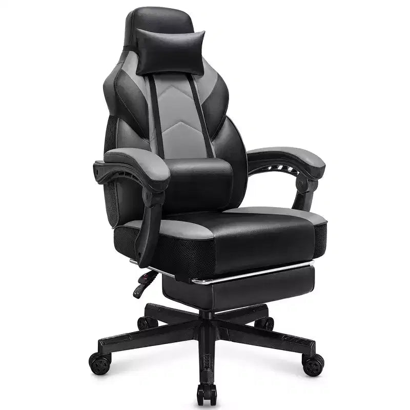 Gaming Chair for Adults with Footrest, High Back, Massage Lumbar Support, 360 Swivel Height Adjustable Computer Chair