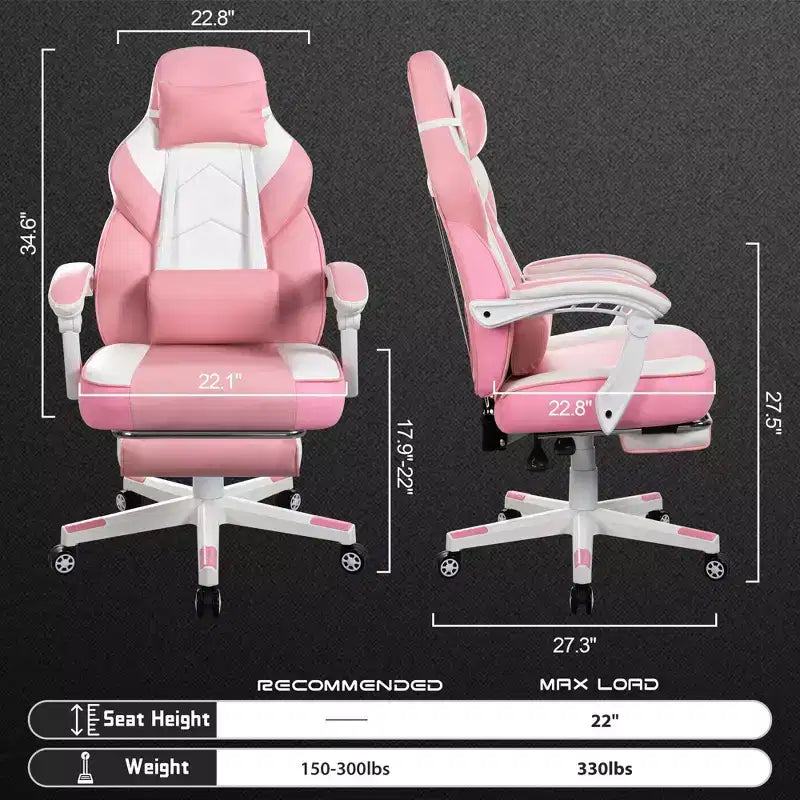 Gaming Chair for Adults with Footrest, High Back, Massage Lumbar Support, 360 Swivel Height Adjustable Computer Chair
