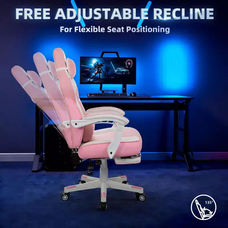 Gaming Chair for Adults with Footrest, High Back, Massage Lumbar Support, 360 Swivel Height Adjustable Computer Chair