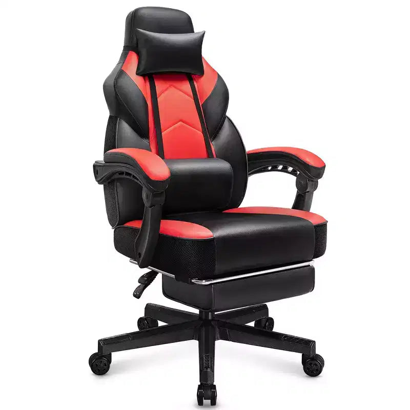 Gaming Chair for Adults with Footrest, High Back, Massage Lumbar Support, 360 Swivel Height Adjustable Computer Chair