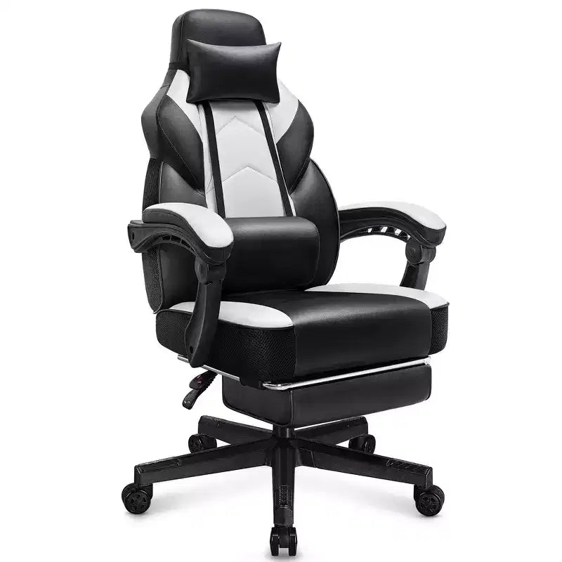 Gaming Chair for Adults with Footrest, High Back, Massage Lumbar Support, 360 Swivel Height Adjustable Computer Chair