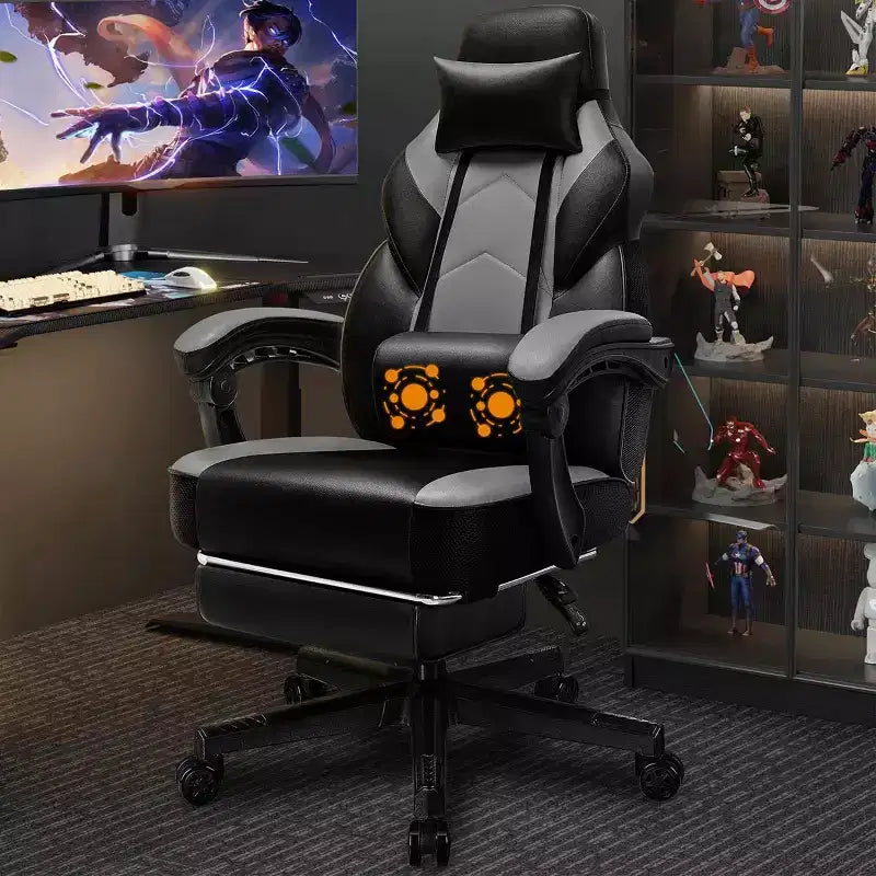 Gaming Chair for Adults with Footrest, High Back, Massage Lumbar Support, 360 Swivel Height Adjustable Computer Chair