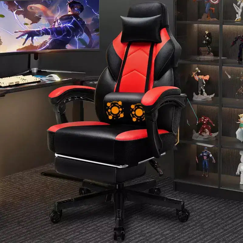 Gaming Chair for Adults with Footrest, High Back, Massage Lumbar Support, 360 Swivel Height Adjustable Computer Chair