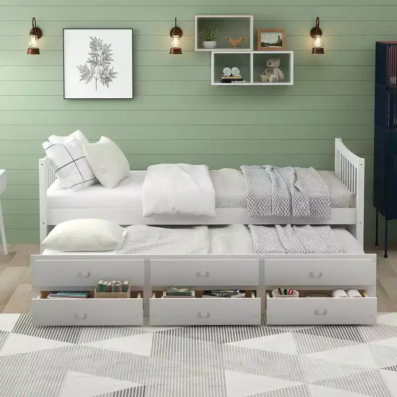 Full & Twin Daybed with Trundle and Storage Drawers