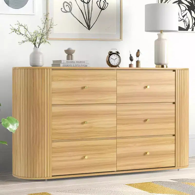 9-Drawer Farmhouse Dresser with Power Outlet, Vintage Chest with Metal Handles, Large Storage Organizer for Bedroom, Living Room, Hallway