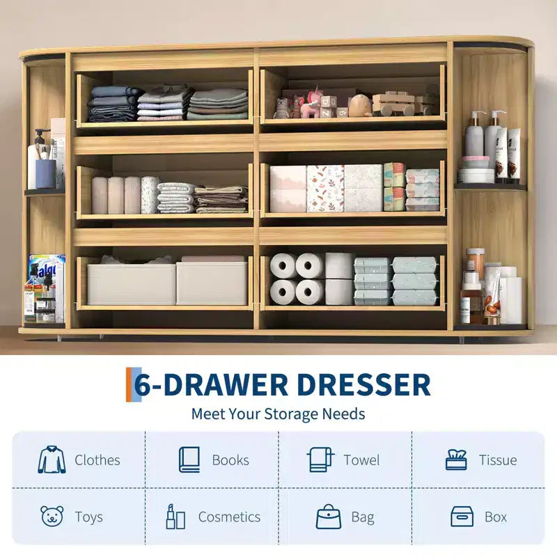 9-Drawer Farmhouse Dresser with Power Outlet, Vintage Chest with Metal Handles, Large Storage Organizer for Bedroom, Living Room, Hallway