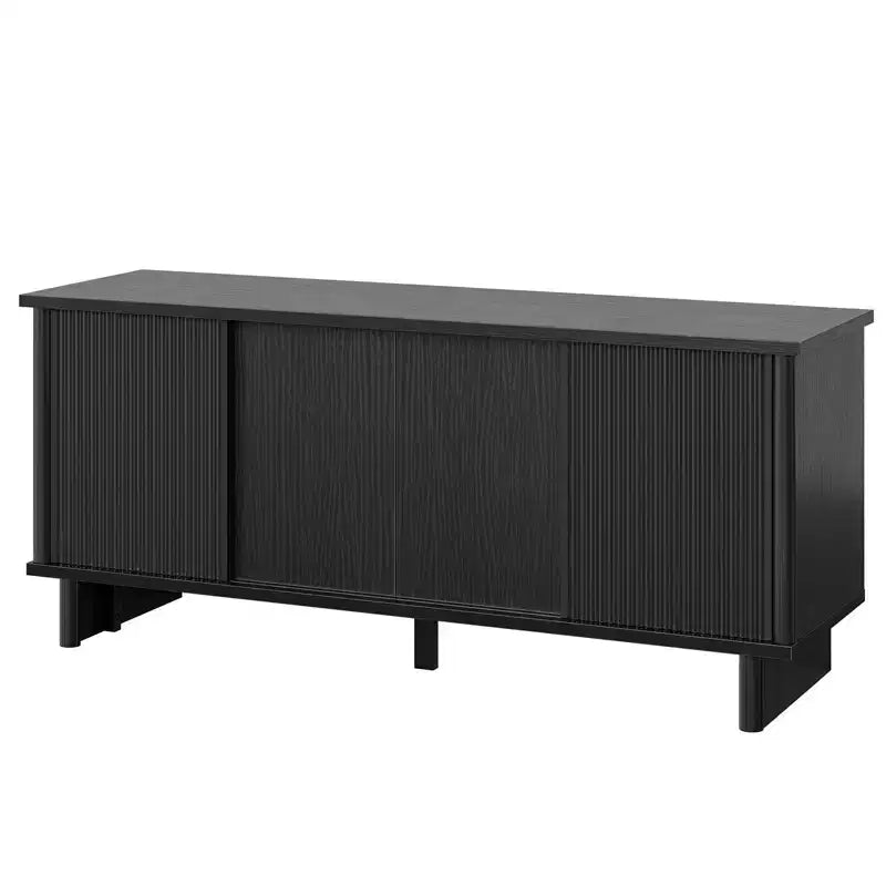 58" TV Stand for 45/55/60/65" TV, Mid-Century TV Cabinet with Sliding Doors, Media Console with Storage for Living Room & Bedroom