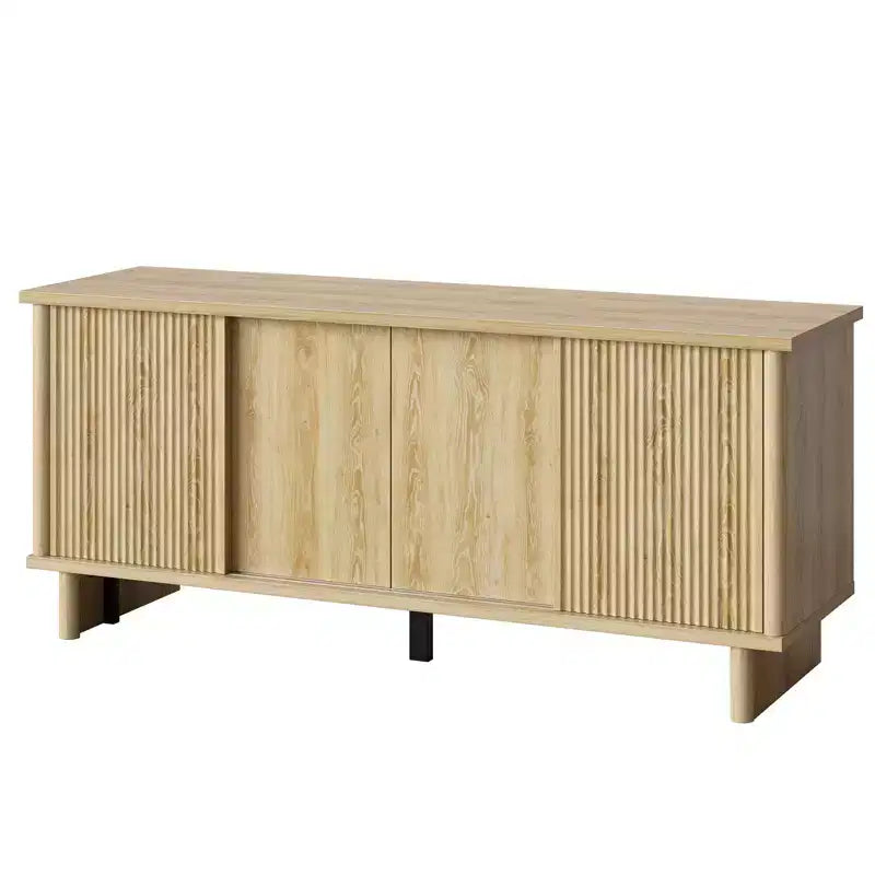 58" TV Stand for 45/55/60/65" TV, Mid-Century TV Cabinet with Sliding Doors, Media Console with Storage for Living Room & Bedroom