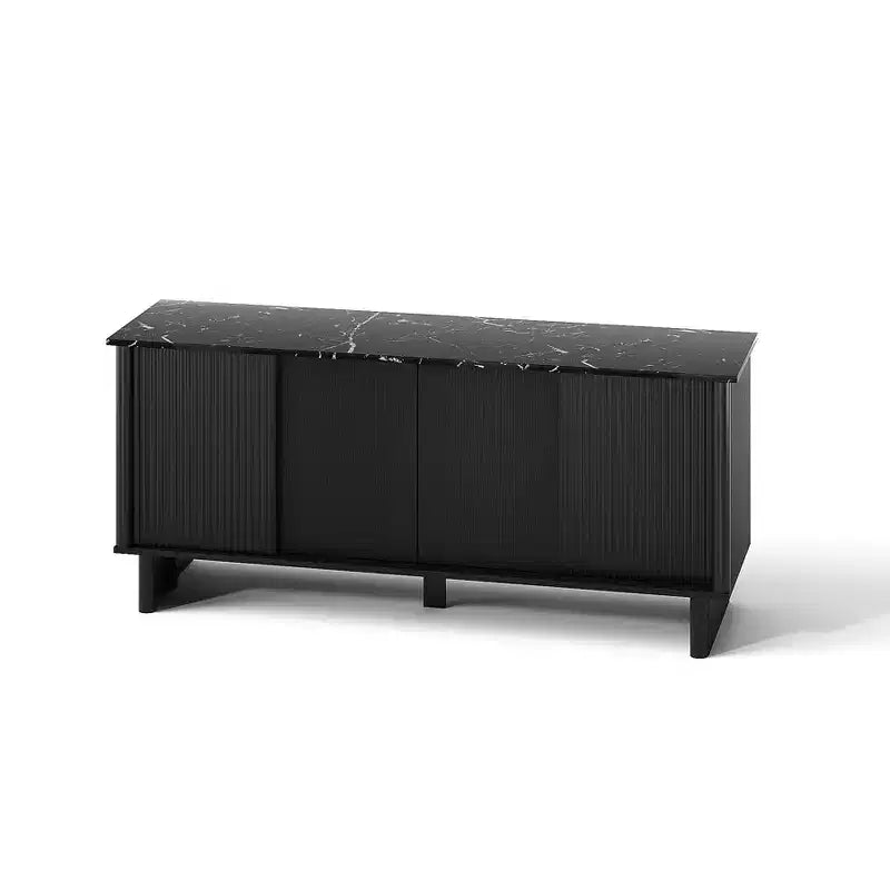 58" TV Stand for 45/55/60/65" TV, Mid-Century TV Cabinet with Sliding Doors, Media Console with Storage for Living Room & Bedroom